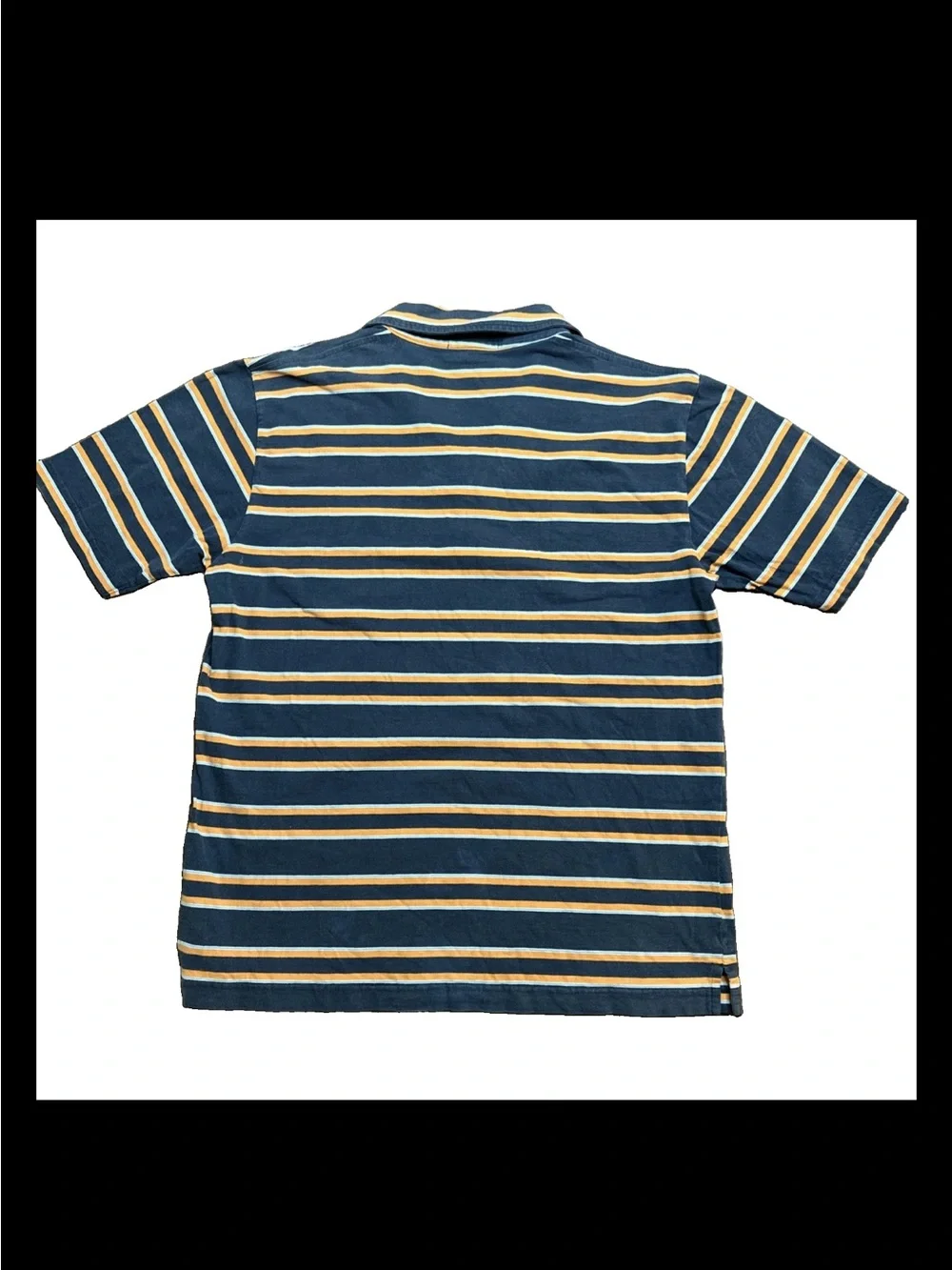 Vintage J. Crew Navy and Orange Striped Polo 313CL